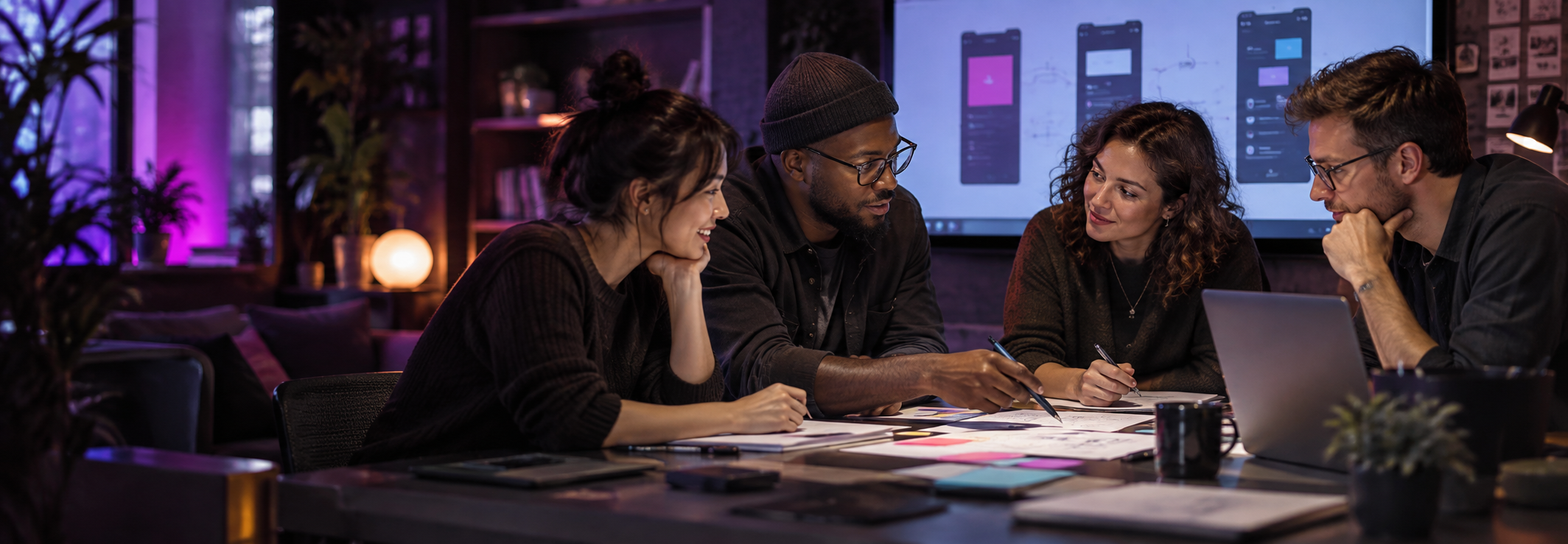 A collaborative digital product team turning shared ideas into practical solutions